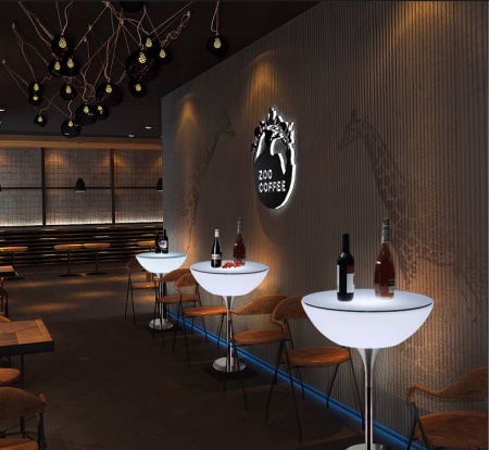 Стол светящийся круглый на металическом основании 80х80х76 Стол светящийся круглый на металическом основании 80х80х76